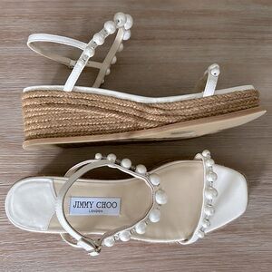 JIMMY CHOO Amatuus 60 pearl sandals size 40